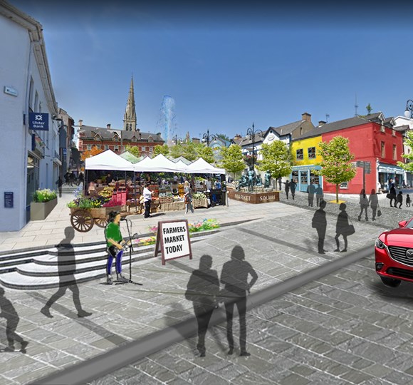 Winning design concept in the Architectural Competition to re-imagine Market Square, Letterkenny announced!