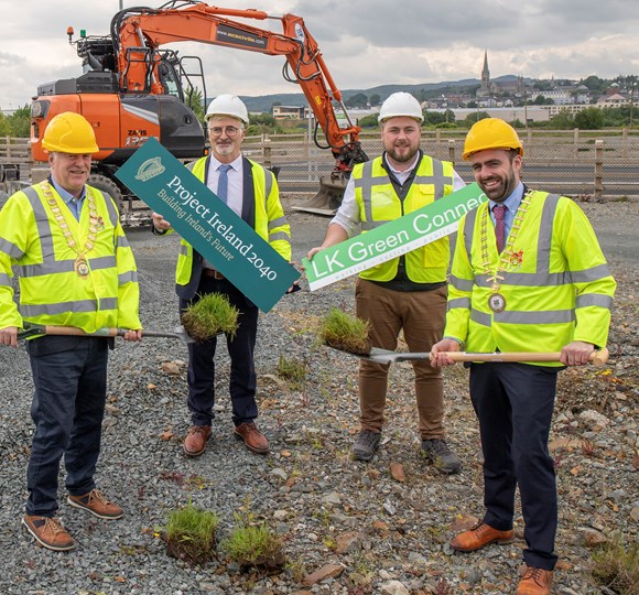 Sod turned on Phase 1 of LK Green Connect walking, cycling and public realm infrastructure in Letterkenny town centre