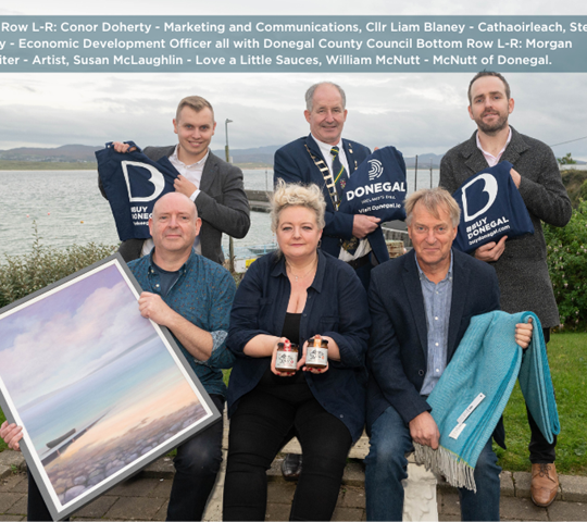 #BuyDonegal Launch - Top Row L-R Conor Doherty, Cllr Liam Blaney, Steven Perry, all with Donegal County Council Bottom Row L-R Morgan Ferriter, Susan McLaughlin, William McNutt.png