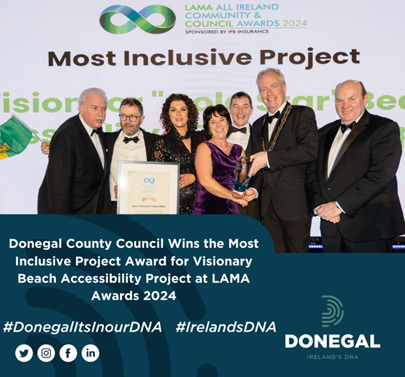 Donegal County Council Wins the Most Inclusive Project Award for Visionary Beach Accessibility Project at LAMA Awards 2024