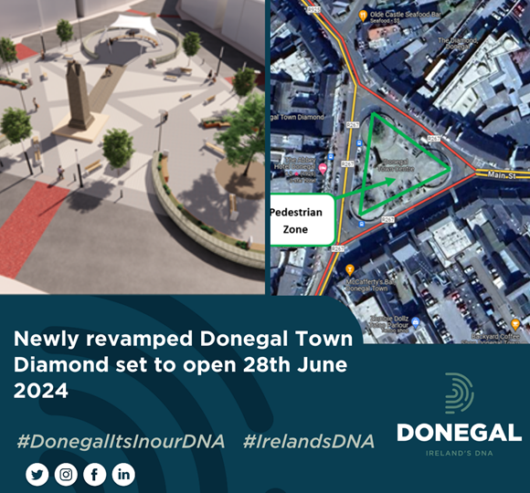 Newly revamped Donegal Town Diamond set to open 28th June 2024