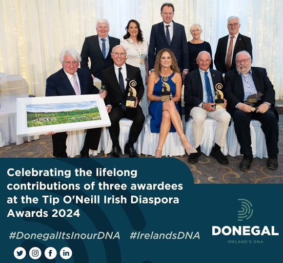 Celebrating the lifelong contributions to the Irish Diaspora as three prestigious Tip O'Neill Irish Diaspora Awardees honoured at the Inishowen Gateway Hotel