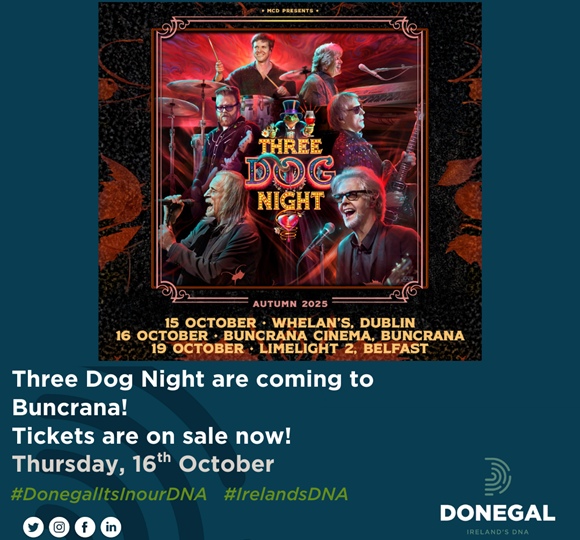 Three Dog Night to Perform in Buncrana as Part of Tip O’Neill Irish Diaspora Award Celebrations